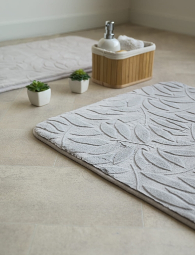 efloor Dywanik łazienkowy Sofia 50x80cm Liście Szary