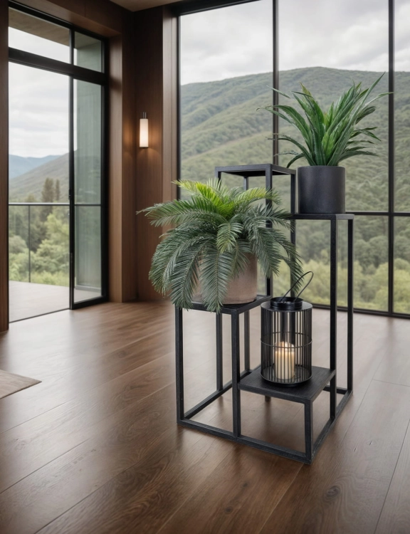 Efloor Kwietnik Metalowy Stojący 4-poziomowy 38x38x68cm Czarny