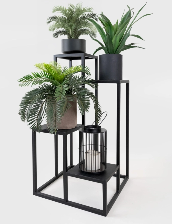 Efloor Kwietnik Metalowy Stojący 4-poziomowy 38x38x68cm Czarny
