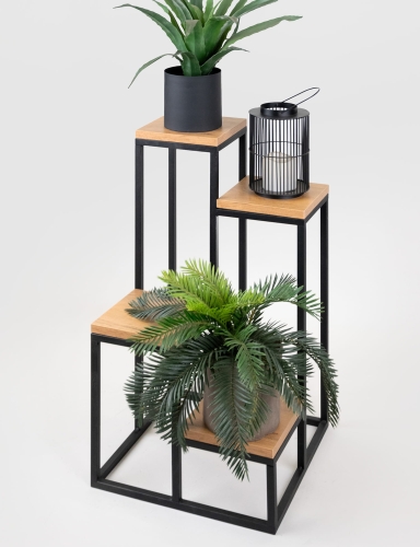 Efloor Kwietnik Metalowy Stojący 4-poziomowy Półka 38x38x70cm Czarny