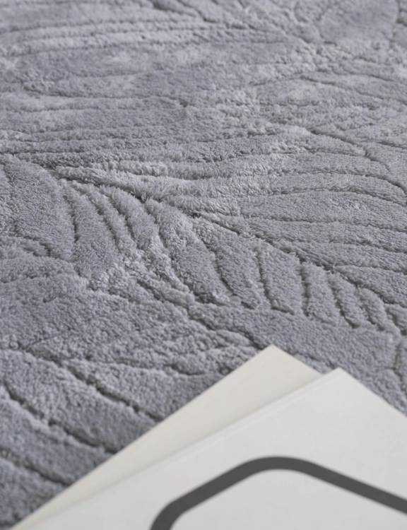 Efloor Dywan Pluszowy Botanic 80x150cm Liście Szary