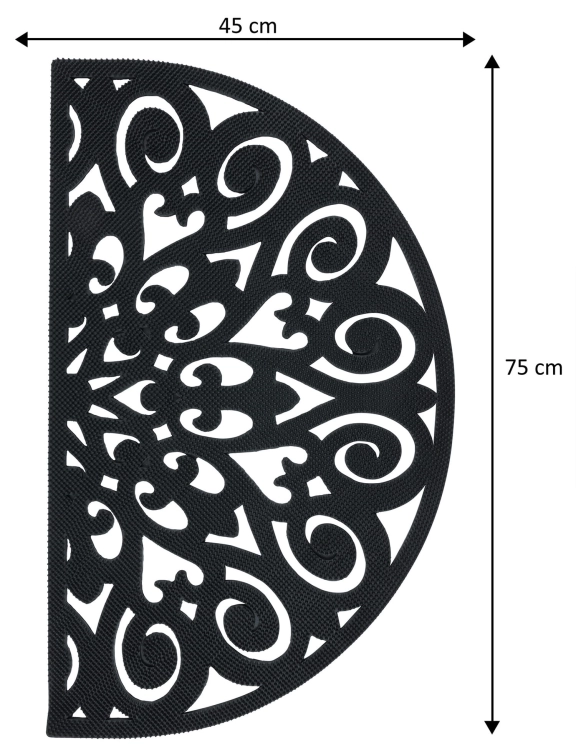 Efloor Wycieraczka Półokrągła Gumowa 45x75cm Ażurowa Czarny