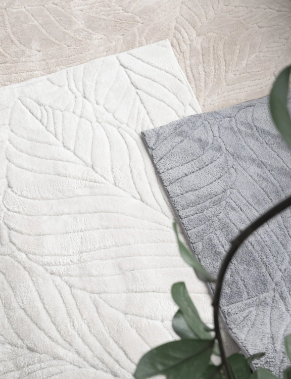 Efloor Dywan Pluszowy Botanic 80x150cm Liście Szary