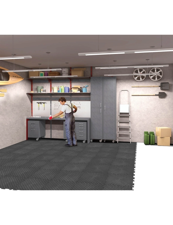 Efloor Płytki Uniwersalne Paczka 10szt Alpha Tile Czarna 30x30cm