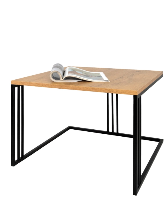Efloor Stolik kawowy do salonu 60x60x40cm Loft Dąb Czarny