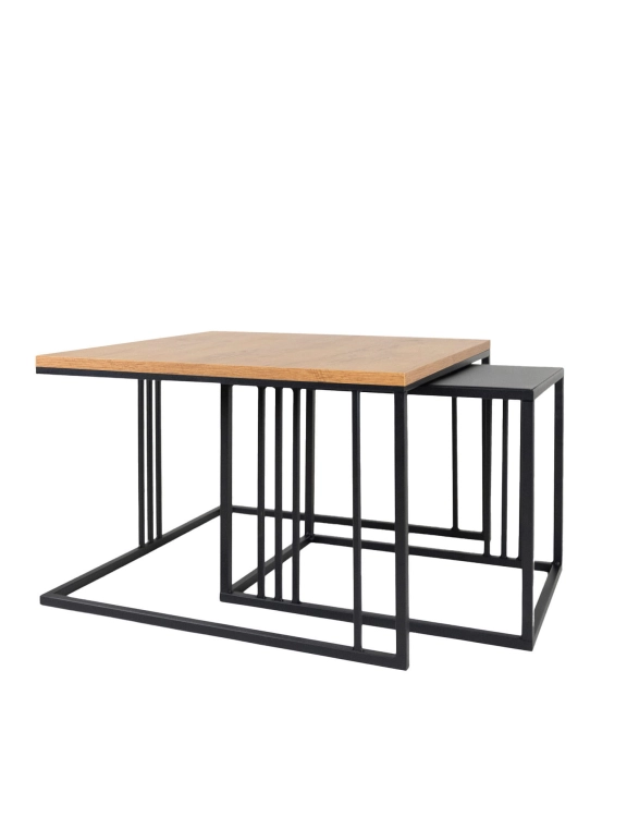 Efloor Stolik kawowy do salonu 60x60x40cm Loft Dąb Czarny