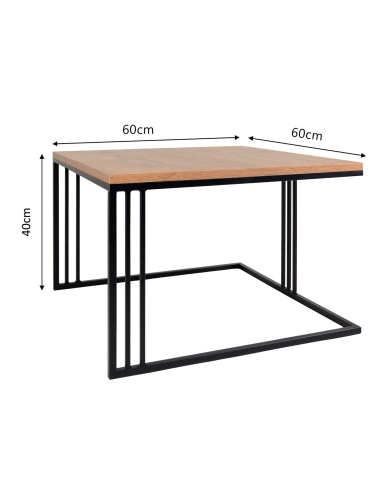 Efloor Stolik kawowy do salonu 60x60x40cm Loft Dąb Czarny