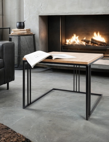 Efloor Stolik kawowy do salonu 60x60x40cm Loft Dąb Czarny