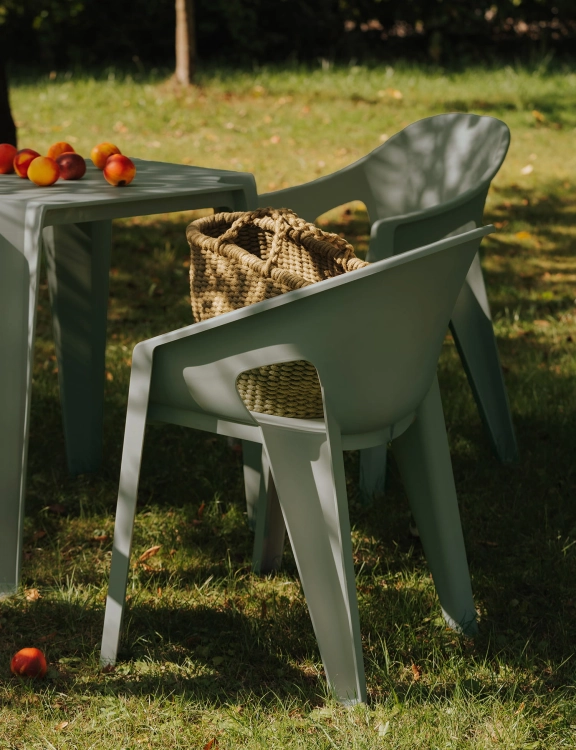 efloor Stół Ogrodowy Nowoczesny Lottie Zielony 77,5x77,5x76,5cm na bakon i taras