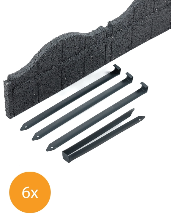 Efloor Obrzeże Trawnikowe Paczka 6szt + szpilki Carolina Szary 118dł.x2,5szer.x15,25wys.
