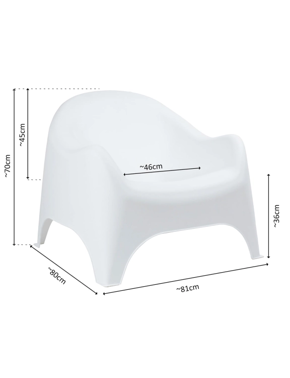 efloor Zestaw Mebli Ogrodowych Taras Balkon 2 Fotele Dumbo + Stolik Kawowy Milano Biały