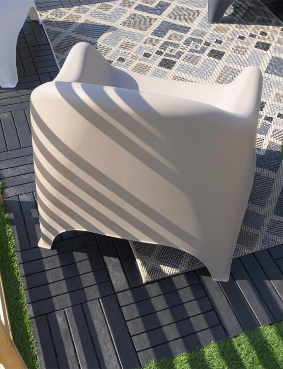 efloor Zestaw Mebli Ogrodowych Taras Balkon 2 Fotele Dumbo Beżowy + Stolik Kawowy Milano Szary