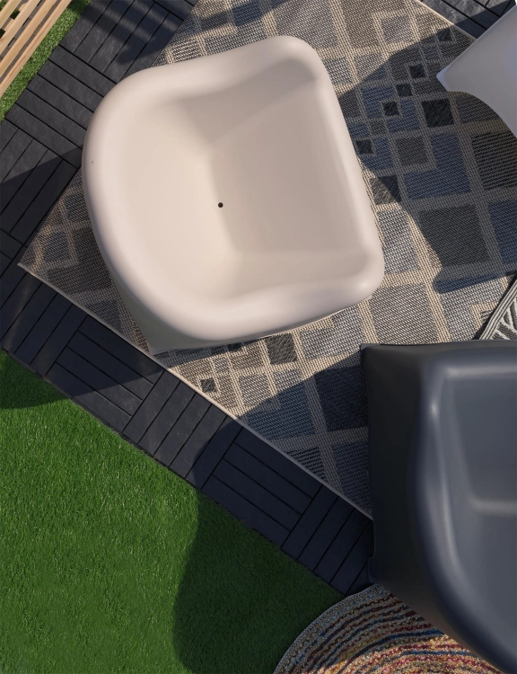 efloor Zestaw Mebli Ogrodowych Taras Balkon 2 Fotele Dumbo Beżowy + Stolik Kawowy Milano Biały