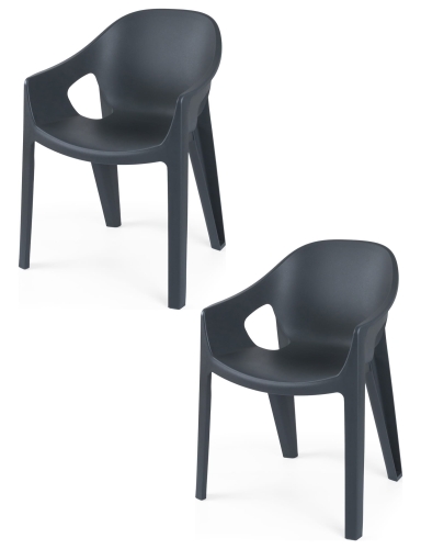 efloor Zestaw 2 Krzesła Ogrodowe Premo Antracyt 63x56x82,5cm na balkon i taras