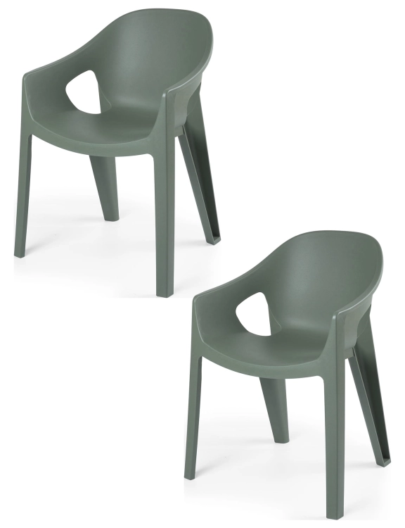 efloor Zestaw 2 Krzesła Ogrodowe Premo Zielony 63x56x82,5cm na balkon i taras