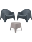 Zestaw Mebli Ogrodowych Taras Balkon 2 Fotele Dumbo Antracyt + Stolik Kawowy Milano Beżowy