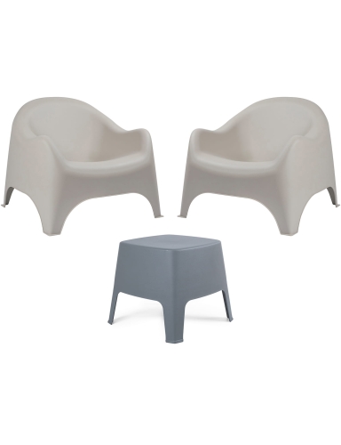 efloor Zestaw Mebli Ogrodowych Taras Balkon 2 Fotele Dumbo Antracyt + Stolik Kawowy Milano Beżowy