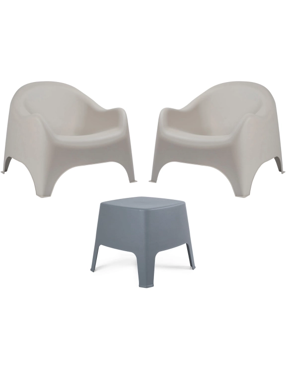 efloor Zestaw Mebli Ogrodowych Taras Balkon 2 Fotele Dumbo Antracyt + Stolik Kawowy Milano Beżowy