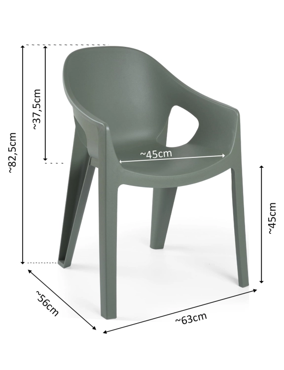 efloor Zestaw 2 Krzesła Ogrodowe Premo Zielony 63x56x82,5cm na balkon i taras