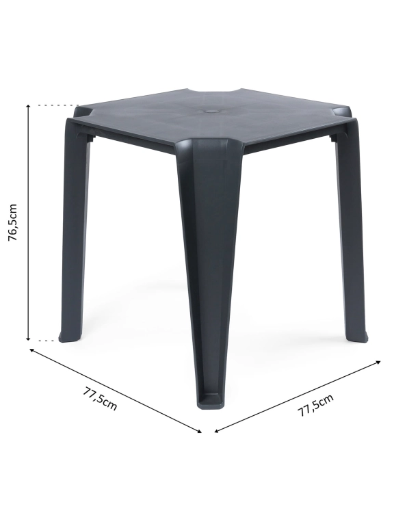 efloor Stół Ogrodowy Nowoczesny Lottie Antracyt 77,5x77,5x76,5cm na balkon i taras