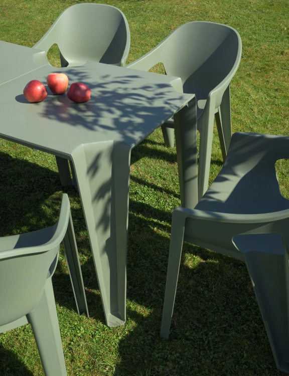 efloor Zestaw 6-osobowy Mebli Ogrodowych Taras Balkon 2 Stoły Lottie + 6 Krzeseł Premo Zielony