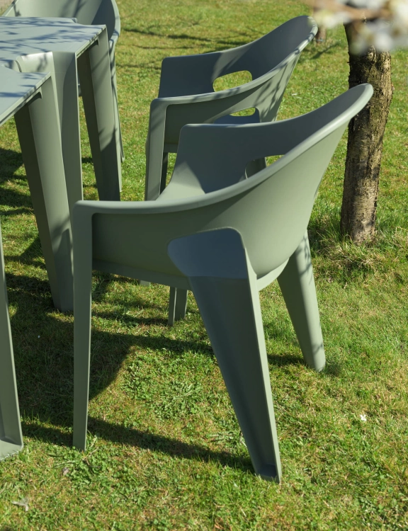 efloor Zestaw 6-osobowy Mebli Ogrodowych Taras Balkon 2 Stoły Lottie + 6 Krzeseł Premo Zielony