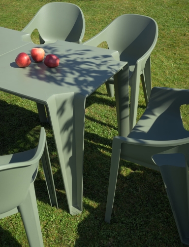 efloor Zestaw Mebli Ogrodowych Taras Balkon Stół Kwadratowy Lottie + 4 Krzesła Premo Zielony