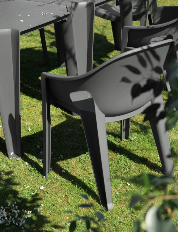 efloor Zestaw 2 Krzesła Ogrodowe Premo Antracyt 63x56x82,5cm na balkon i taras