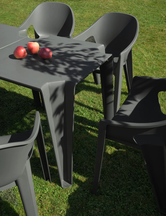 efloor Stół Ogrodowy Nowoczesny Lottie Antracyt 77,5x77,5x76,5cm na balkon i taras