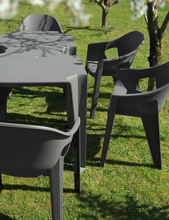 efloor Stół Ogrodowy Nowoczesny Lottie Antracyt 77,5x77,5x76,5cm na balkon i taras