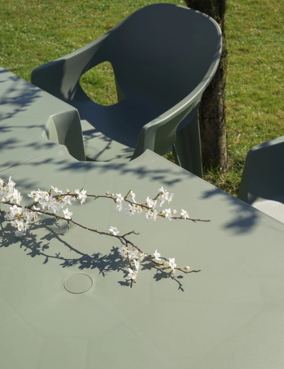 efloor Stół Ogrodowy Nowoczesny Lottie Zielony 77,5x77,5x76,5cm na bakon i taras