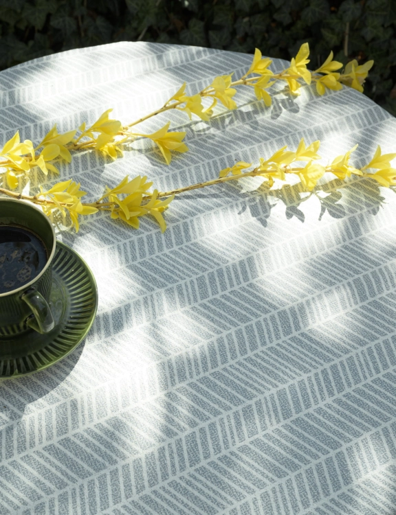 Efloor Obrus Ogrodowy Okrągły Nizza 160cm Geometryczny Szary