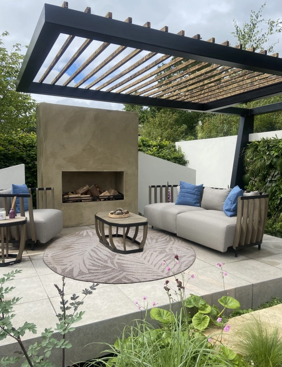 efloor Dywan płasko tkany Zewnętrzny Okrągły Express 160cm Palmy Szary