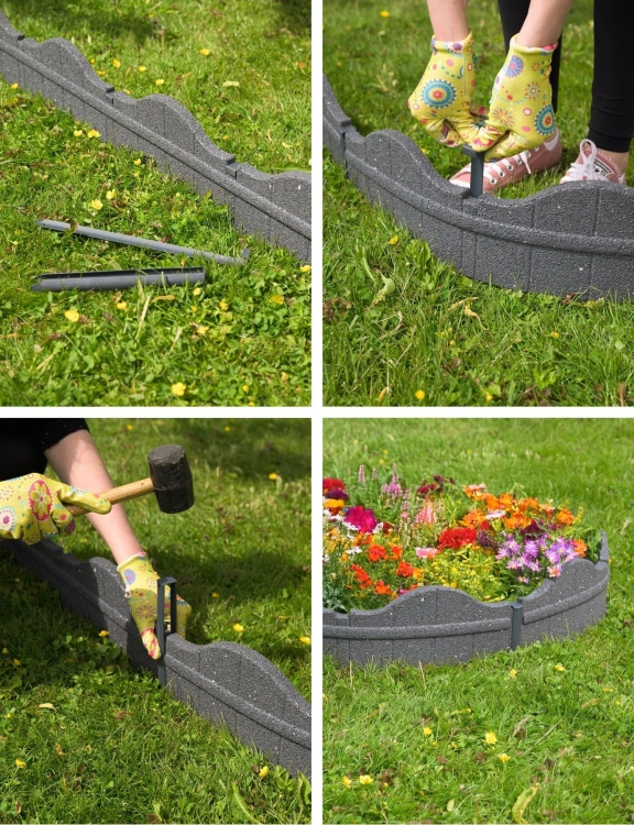 Efloor Obrzeże Trawnikowe Paczka 6szt + szpilki Carolina Szary 118dł.x2,5szer.x15,25wys.