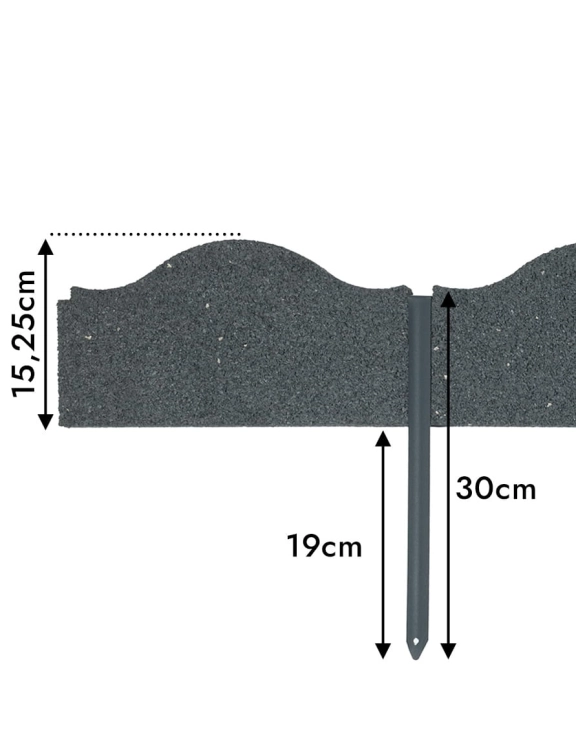 Efloor Obrzeże Trawnikowe + 3 szpilki Carolina Szary 118dł.x2,5szer.x15,25wys