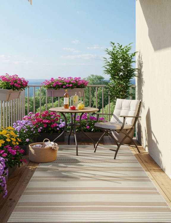 Efloor Dywan Zewnętrzny 120x170cm Pasy Beżowy