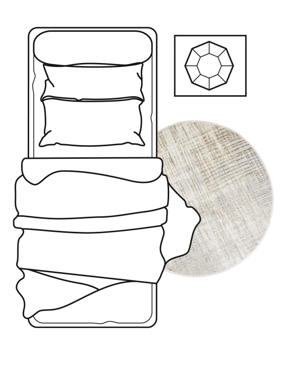 e-floor Dywan Nowoczesny Wenecja Okrągły 120cm Przecierka Kremowy