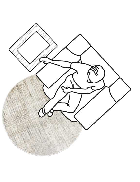 e-floor Dywan Nowoczesny Wenecja Okrągły 120cm Przecierka Kremowy