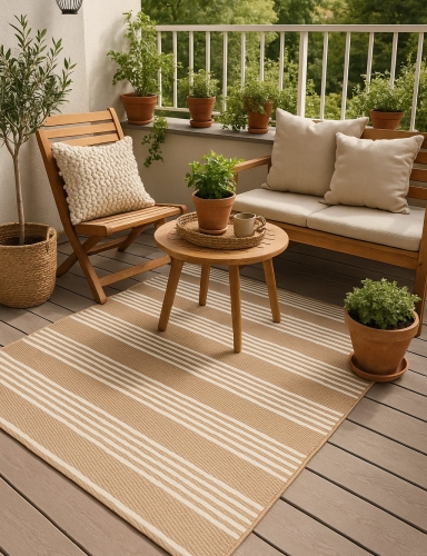 Efloor Dywan Zewnętrzny 120x170cm Pasy Beżowy