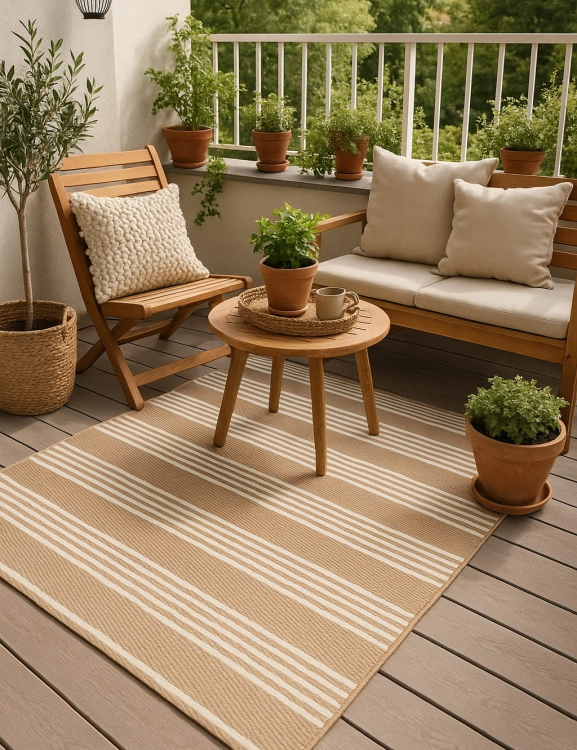 Efloor Dywan Zewnętrzny 120x170cm Pasy Beżowy
