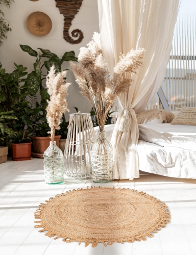 efloor Dywan Jutowy Okrągły 100cm Sunshine Boho Naturalny