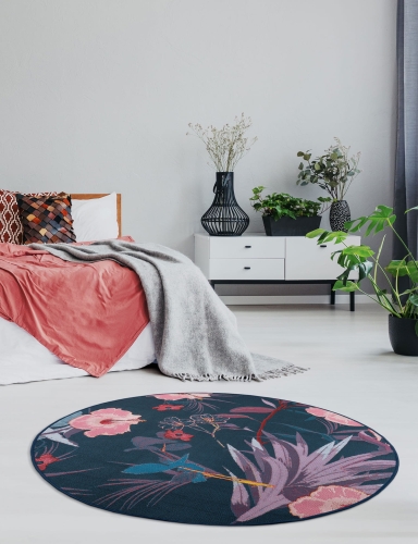 efloor_dywan_plasko_tkany_okrągly_135cm_jungle_roslinny_rozowy