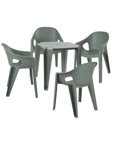 efloor Zestaw Mebli Ogrodowych Taras Balkon Stół Kwadratowy Lottie + 4 Krzesła Premo Zielony