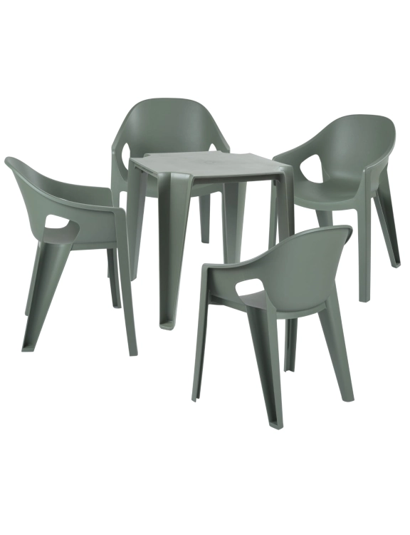 efloor Zestaw Mebli Ogrodowych Taras Balkon Stół Kwadratowy Lottie + 4 Krzesła Premo Zielony