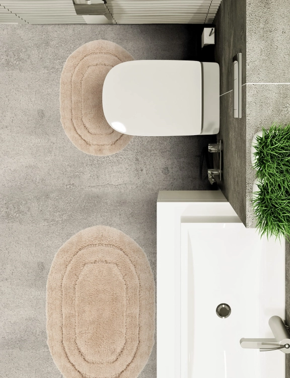 Efloor Komplet Dywaników Łazienkowych Soft 2el 50x80cm + 40x60cm Owal Beżowy