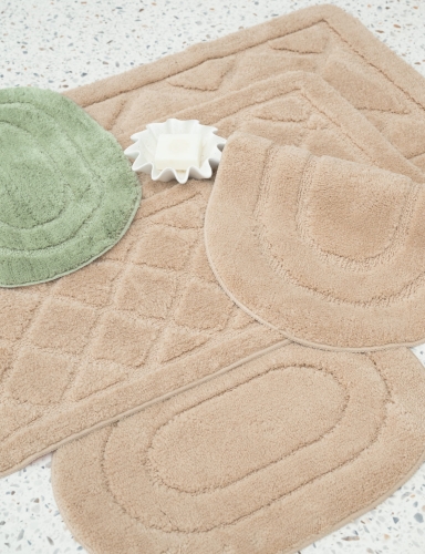 Efloor Komplet Dywaników Łazienkowych Soft 2el 50x80cm + 40x60cm Owal Beżowy