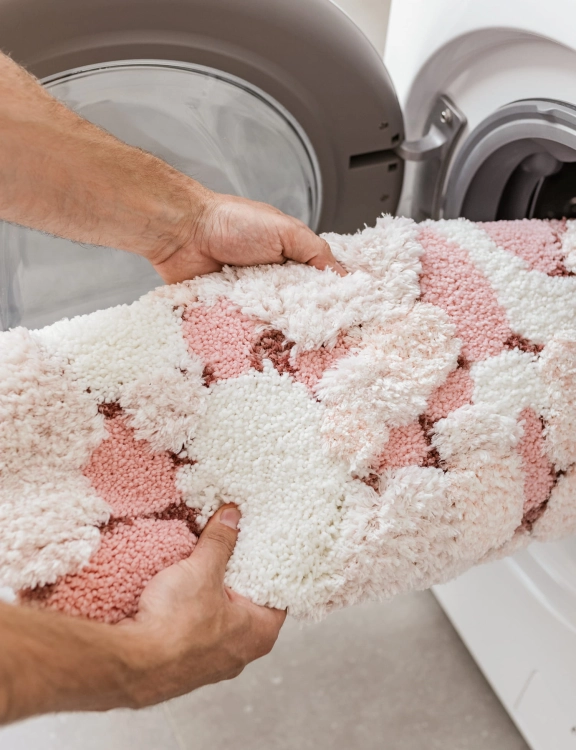 efloor_EF0392_dywanik_lazienkowy_shaggy_gaia_soft_pluszowy_60x100cm_abstrakcja_rozowy