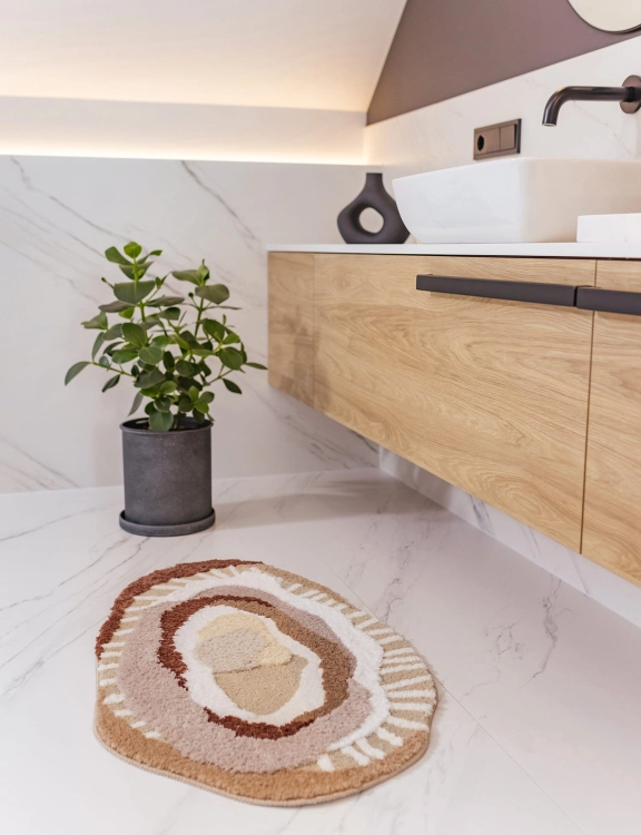 efloor_EF0384_dywanik_lazienkowy_shaggy_gaia_pure_pluszowy_50x80cm_abstrakcja_bezowy