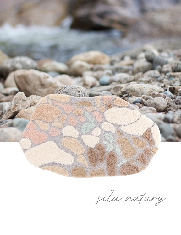 efloor_EF0382_dywanik_lazienkowy_shaggy_gaia_pure_pluszowy_50x80c_kamyki_wielokolorowy_sila_natury