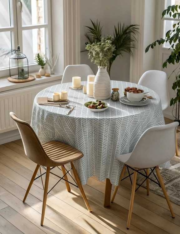 Efloor Obrus Ogrodowy Okrągły Nizza 160cm Geometryczny Szary